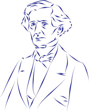 vector illustration portrait of classical music composer Hector Berlioz