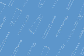 Vector seamless dental pattern with line icons. Vector illustration Toothbrush seamless pattern doodle outline vector.