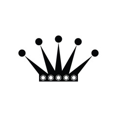 King crown silhouette icon on white background. Emblem and Royal symbols. Vector Illustration.