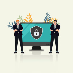 Cyber security, digital security, data protection concept vector illustration