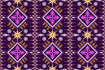 Obraz premium Ethnic Figure aztec embroidery style. Geometric ikat oriental traditional art pattern.Design for ethnic background,wallpaper,fashion,clothing,wrapping,fabric,element,sarong,graphic,vector illustration