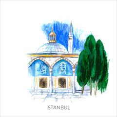 Istanbul city architecture sketch