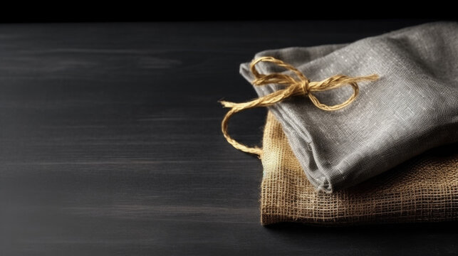 Gift Burlap with gold rope created with Generative AI technology
