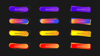 12 Gradient Social Media Lower Thirds. All texts are editable.
