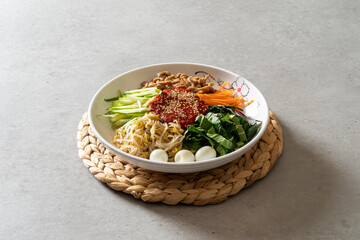 Korean food dish meal kimchi soup soy bean paste soup Grilled Pork Belly Spicy Mixed Noodles Spicy jjolmyeon cold bean-soup noodles