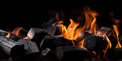 Charcoal With Flames created with Generative AI technology