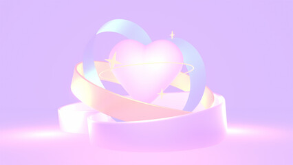 3d rendered abstract pastel tangled hearts.