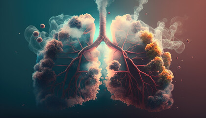 abstract lungs breathing smoke created with Generative AI technology