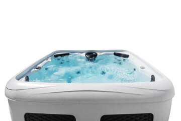 Bath hot tub jacuzzi on an isolated white background close-up. - obrazy, fototapety, plakaty