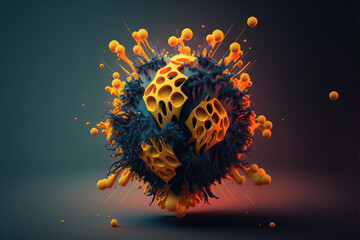 Abstract virus isolated created with Generative AI technology