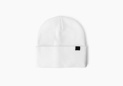 Knit Hat Isolated on White. Ski Snowboard or Snowboarding Hat Beanie. Winter Sports Bobble Hat Topped. , 3D illustration, 3D rendering. Mockup