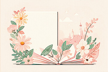 Elegant and beautiful floral greeting card and landscape illustration