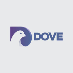 Dove logo with blue and purple colors on a white background