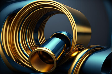 abstract blue metal pipe background created with Generative AI technology
