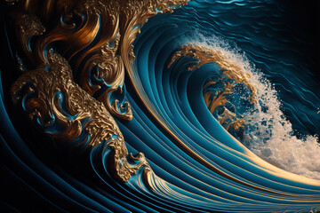 Obraz na płótnie Canvas abstract ocean waves background created with Generative AI technology