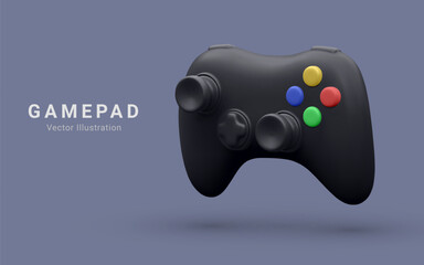 Game controller in vector. Black Joystick vector illustration. Gamepad for game console. 3D render