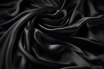 Obraz premium Black satin fabric background, Generative AI