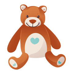 Cute teddy bear. Plush children's toy. Cartoon vector illustration.