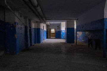 abandoned old school corridor