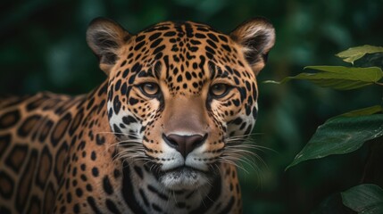 Obraz premium A majestic leopard in the Amazon forests. Generative AI 