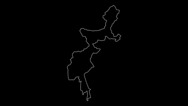 FATA province map of Pakistan outline animation