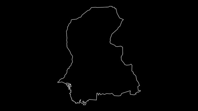 Sindh province map of Pakistan outline animation