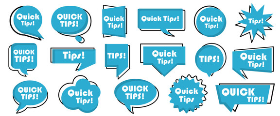 Quick tips label badges collection. Set of quick tips banner
