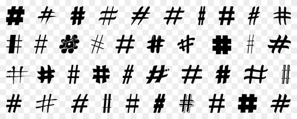 Fototapeta na wymiar Black hashtag symbol collection. Set of hash tag icon. Hashtag symbol collection