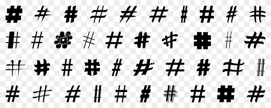 Black hashtag symbol collection. Set of hash tag icon. Hashtag symbol collection