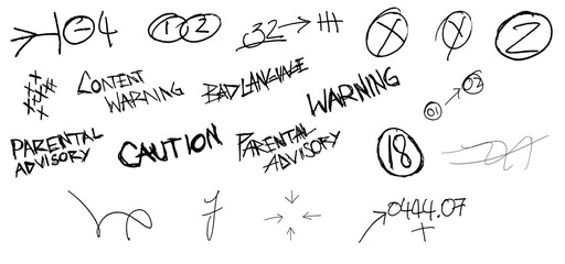 Set collection Freehand drawing school homework items on a sheet of exercise book. Back to School. On transparent background (PNG).