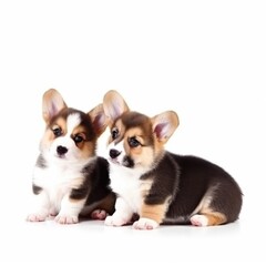 Obraz premium corgi puppies isolated created with Generative AI technology