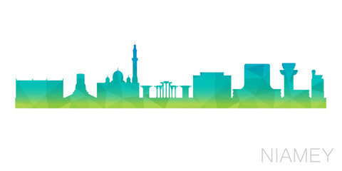 Obraz premium Niamey, Niger Low Poly Skyline Clip Art City Design. Geometric Polygon Graphic Horizon Icon. Vector Illustration Symbol.