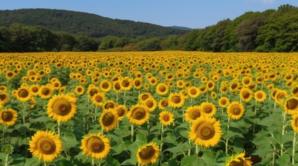 Fototapeta premium sunflower field created with Generative AI technology