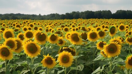 Fototapeta premium sunflower field created with Generative AI technology