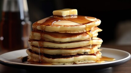 pancakes with honey created with Generative AI technology