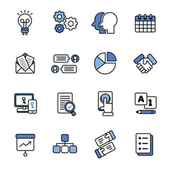 Business icons set illustration customer strategy teamwork illustration vector drawn