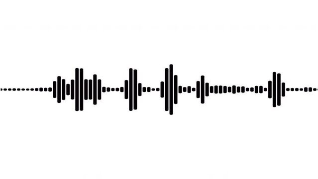 4k abstract music sound wave or audio wavefrom isolated on white background.Line digital minimalist voice and soundtrack wave equalizer.Shape line volume or speech symbol animated background.