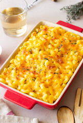 American dish mac and cheese. National cuisine. Vegetarian food.