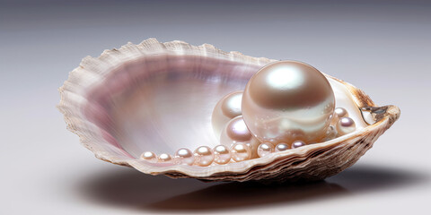 shell pearl isolated created with Generative AI technology - obrazy, fototapety, plakaty