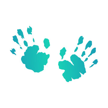 Childs Handprint in Vector Format, Kids Handprint Vector File in Teal and Blue
