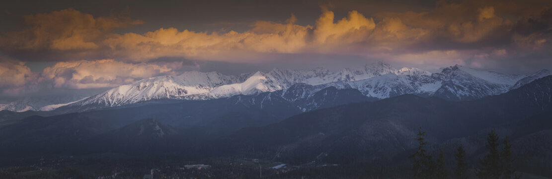 panorama of mountains in zakopane tatry