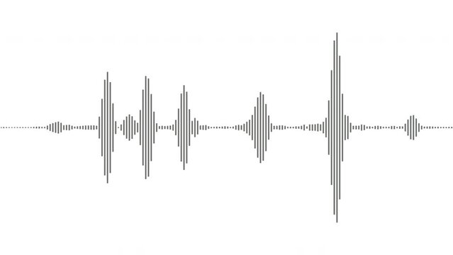 4k abstract music sound wave or audio wavefrom isolated on white background.Line digital minimalist voice and soundtrack wave equalizer.Shape line volume or speech symbol animated background.