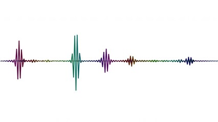 4k abstract music sound wave or audio wavefrom isolated on white background.Line digital minimalist voice and soundtrack wave equalizer.Shape line volume or speech symbol animated background.
