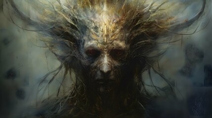Demon entities, wallpaper background illustration, dark, horror, nightmare, scary, Generative AI