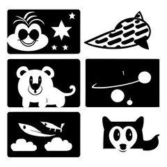 cartoon characters vector design black and white