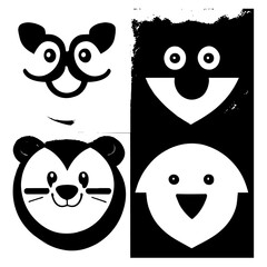 cartoon characters vector design black and white