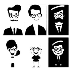 cartoon characters vector design black and white