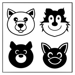 cartoon characters vector design black and white