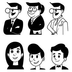 cartoon characters vector design black and white
