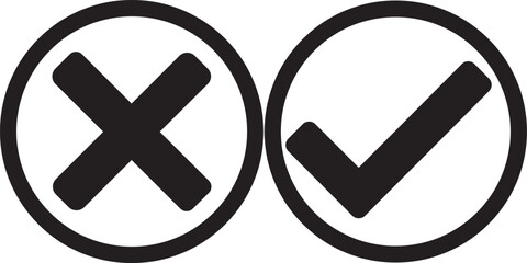 Obraz premium True and false symbols,icon,vector,illustration in black colour